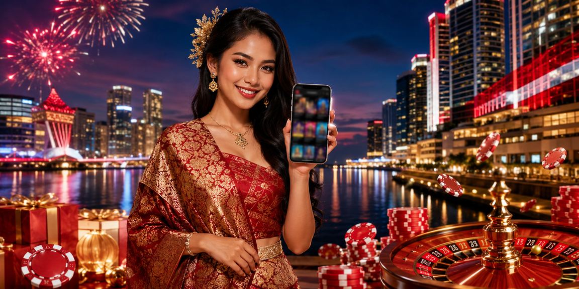 Suasana festival dengan penggunaan platform casino mobile yang ramai di tengah keramaian