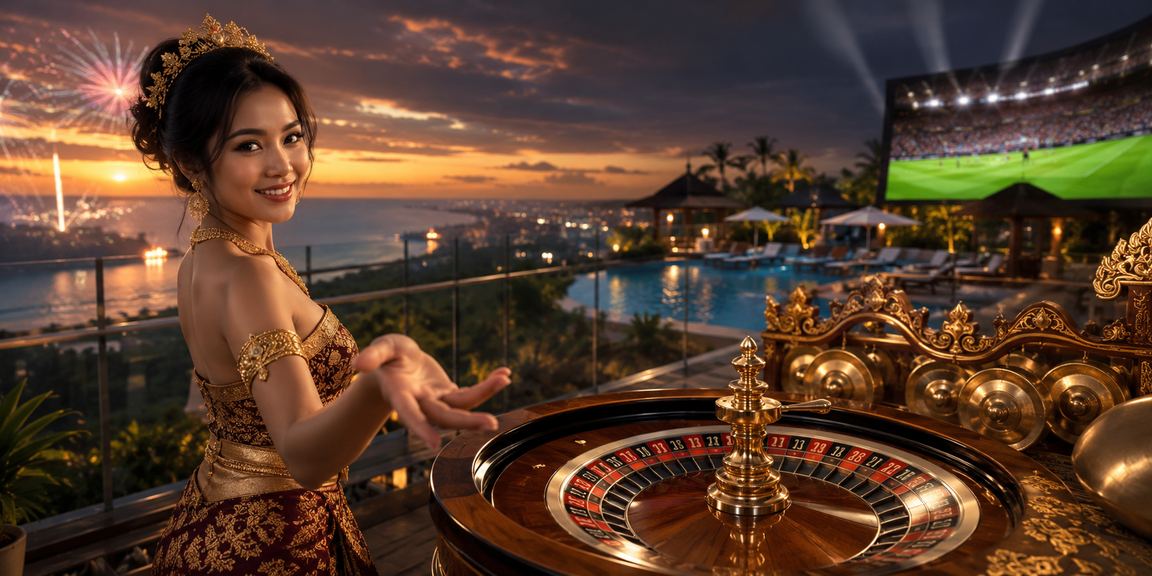 Model Vietnam di depan meja roulette casino yang elegan