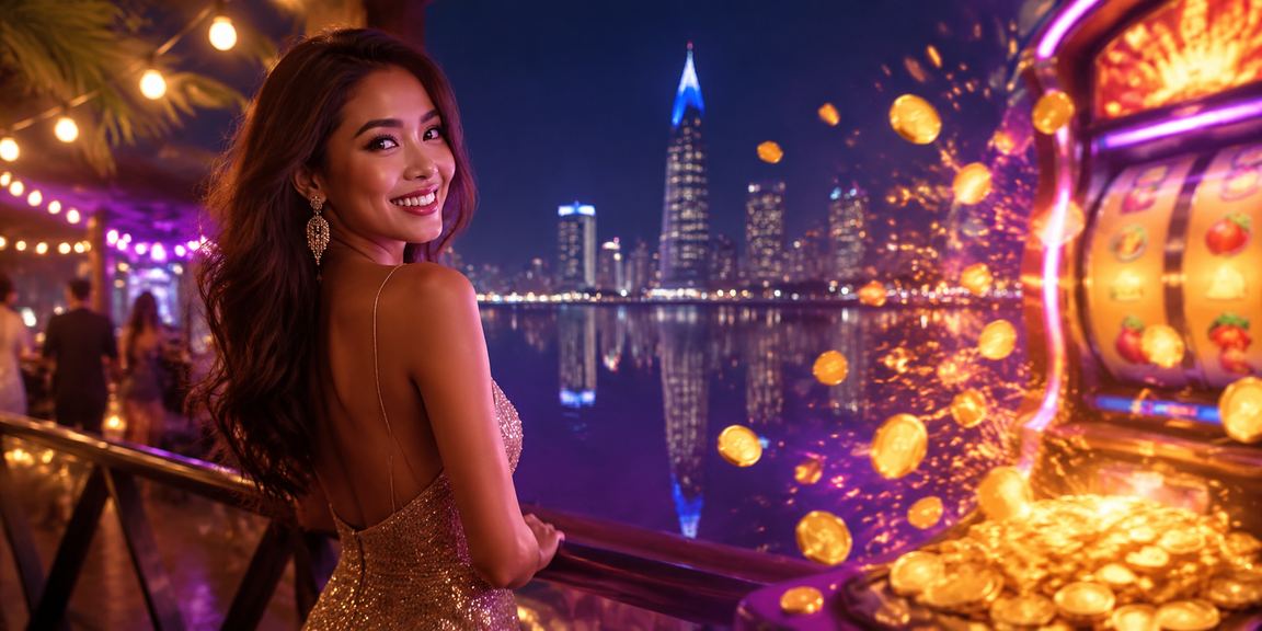 Pemain memeriksa status transaksi sambil menikmati permainan slot di tepi pantai